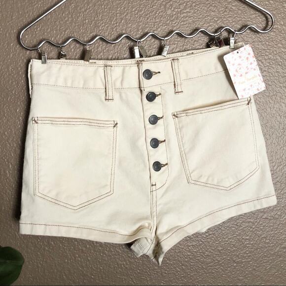 Free People Tan Bridgette Denim Shorts 28 - Picture 3 of 8